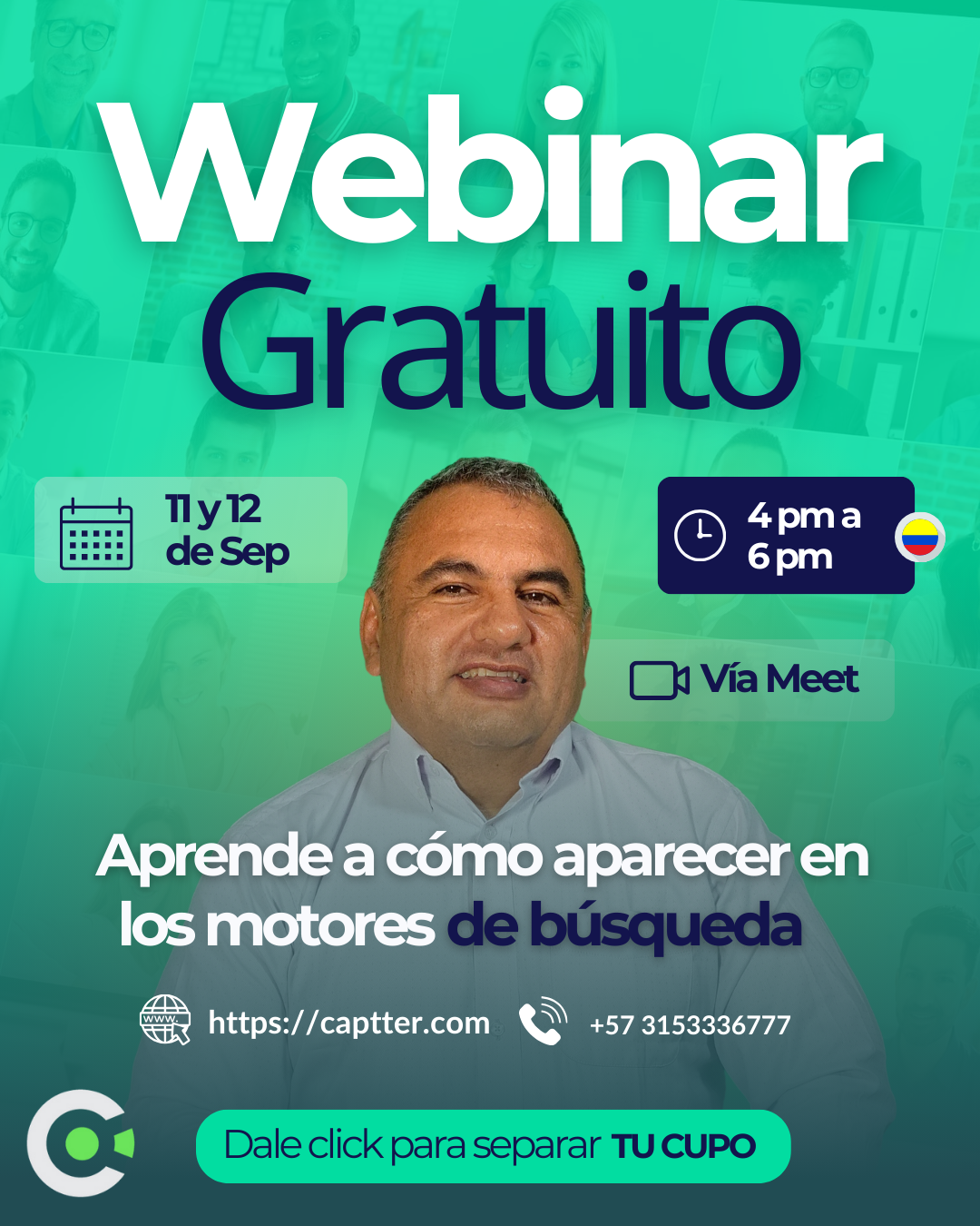 Post de Instagram Anuncio Webinar Curso de Marketing Profesional Verde Hombre 1